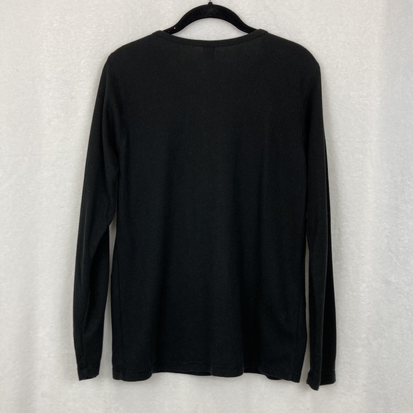 CH Apparel Women’s Black Thermal Knit Top with Crystal Peace Signs sz Medium - Picture 2 of 11